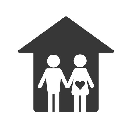 flat design family and house pictogram icon vector illustrationのイラスト素材