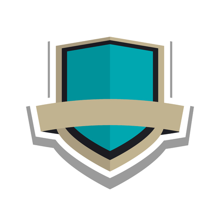 flat design blue shield emblem icon vector illustrationのイラスト素材