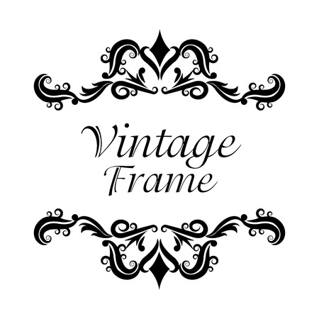 Vintage frame ornament decoration icon. Isolated and black illustrationのイラスト素材
