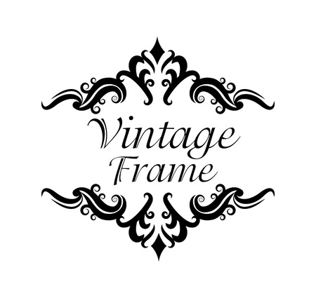 Vintage frame ornament decoration icon. Isolated and black illustrationのイラスト素材