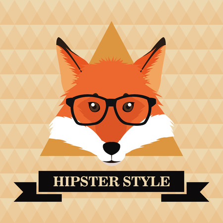 fox glasses animal hipster style retro fashion icon, Vector illustration polygonal backgroundのイラスト素材
