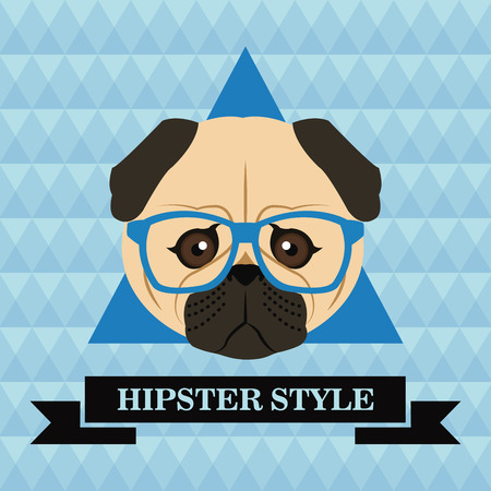 dog glasses animal hipster style retro fashion icon, Vector illustration polygonal backgroundのイラスト素材