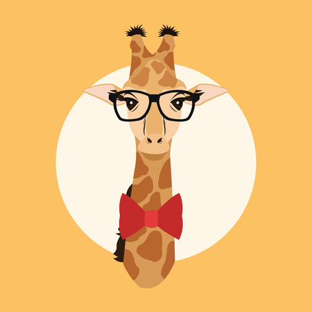 Giraffe glasses animal hipster style retro fashion icon, Vector illustrationのイラスト素材