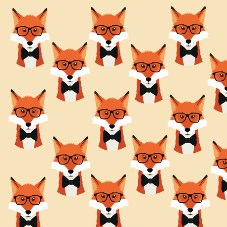 fox glasses background animal hipster style retro fashion icon, Vector illustrationのイラスト素材
