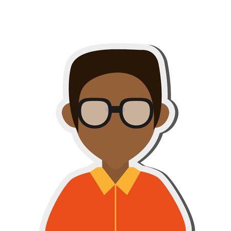 flat design dark skin faceless man portrait icon vector illustrationのイラスト素材