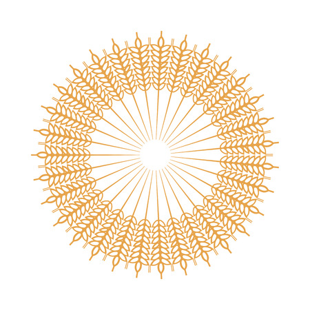 flat design wheat ear badge icon vector illustrationのイラスト素材