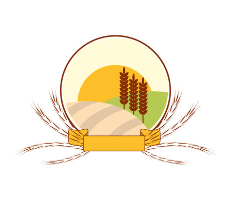 flat design wheat ear badge icon vector illustrationのイラスト素材