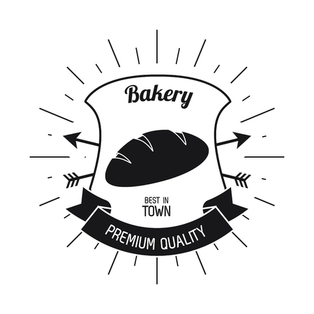 bread shield ribbon bakery food shop icon. Isolated illustration. Vector graphicのイラスト素材