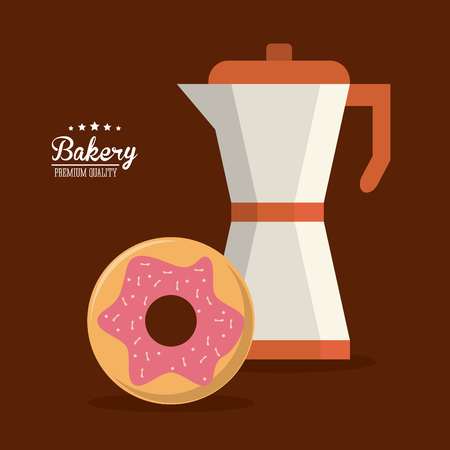 donut kettle bakery food shop icon. Colorfull illustration. Vector graphicのイラスト素材