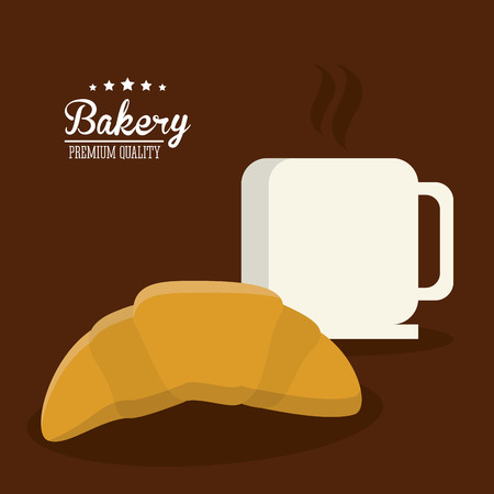 pretzel bread coffee mug bakery food shop icon. Colorfull illustration. Vector graphicのイラスト素材