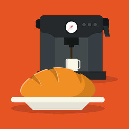 bread coffee mug machine food bakery shop traditional icon. Colorful design. Vector illustrationのイラスト素材