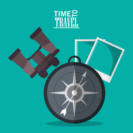 compass binoculars time travel vacations trip icon. Colorful design. Vector illustrationのイラスト素材
