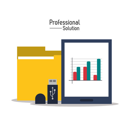 tablet infographic professional solution technology icon. Colorful design. Vector illustrationのイラスト素材