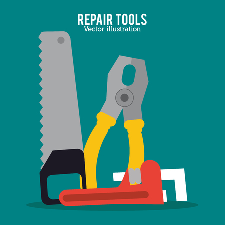 saw pliers wrench repair tools construction icon. Colorful design. Vector illustrationのイラスト素材