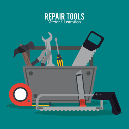 hammer saw meter screwdriver pliers repair tools construction icon. Colorful design. Vector illustrationのイラスト素材