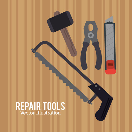 hammer saw pliers repair tools construction icon. Colorful design. Vector illustrationのイラスト素材
