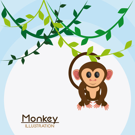 monkey leaves cartoon animal ape icon. Colorful design. Vector illustrationのイラスト素材