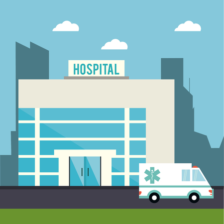 hospita ambulancel building clinic medical health care icon. Colorful design. Vector illustrationのイラスト素材