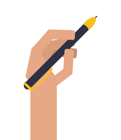 flat design hand holding elegant pen icon vector illustrationのイラスト素材