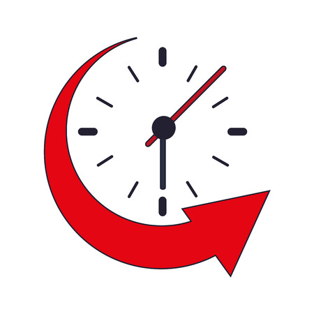 flat design clock and arrow icon vector illustrationのイラスト素材