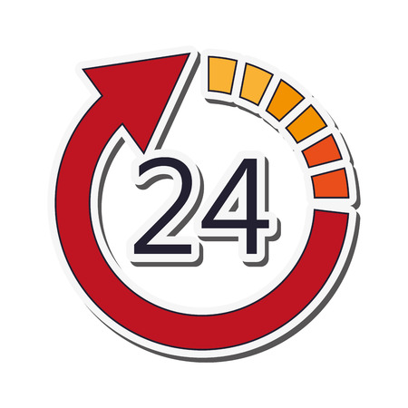 flat design 24 hour arrow icon vector illustrationのイラスト素材