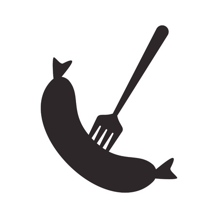 flat design sausage and fork icon vector illustrationのイラスト素材