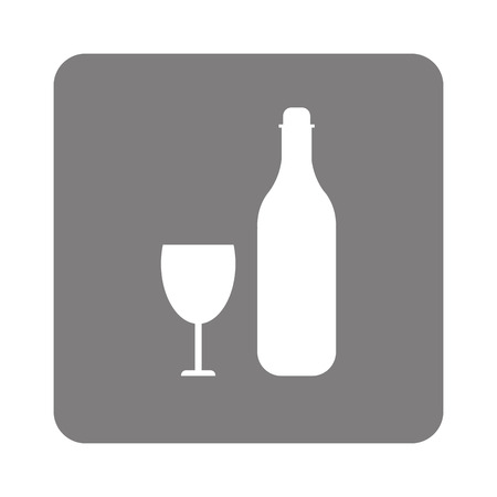 flat design wine bottle and glass icon vector illustrationのイラスト素材