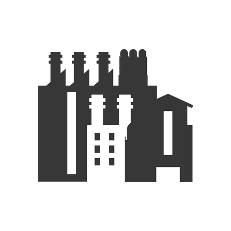 building plant factory industry icon. Flat silhouette and Isolated design. Vector illustrationのイラスト素材