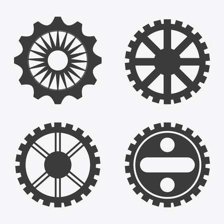 gear cog circle machine part metal icon set. Isolated and silhouette design. Vector illustrationのイラスト素材