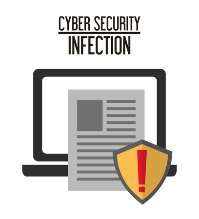 laptop document shield cyber security system technology icon. Flat design. Vector illustrationのイラスト素材