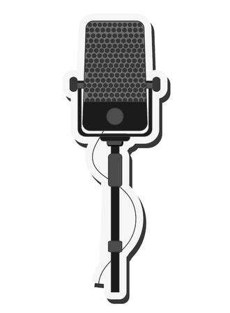 flat design single microphone icon vector illustrationのイラスト素材