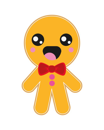 flat design cute gingerbread cookie icon vector illustrationのイラスト素材