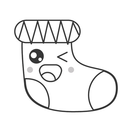 flat design cute christmas stocking icon vector illustrationのイラスト素材