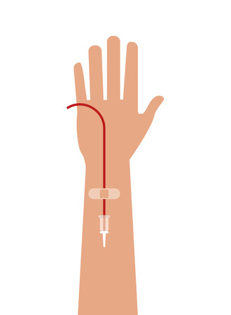 hand transfusion arm blood donation medical health care icon. Flat and Isolated design. Vector illustrationのイラスト素材