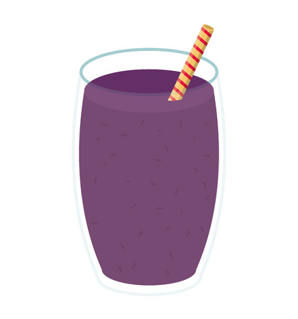 juice glass drinking straw drink beverage fresh icon. Flat and isolated design. Vector illustrationのイラスト素材