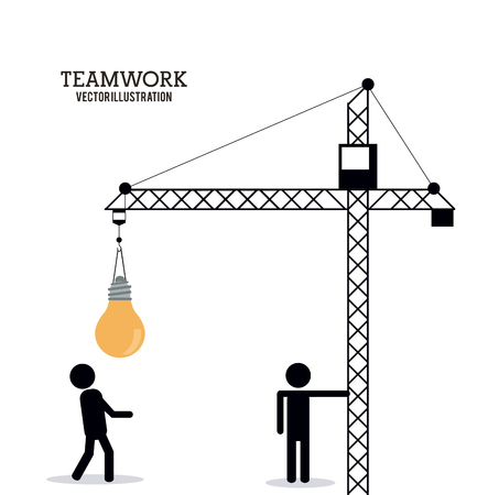 crane bulb pictogram teamwork support collaborative unity icon. flat design. Vector illustrationのイラスト素材