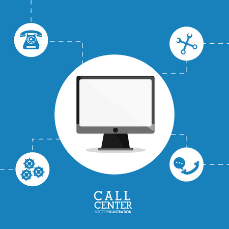 computer tools gear call center technical service icon. Colorful design. Vector illustrationのイラスト素材