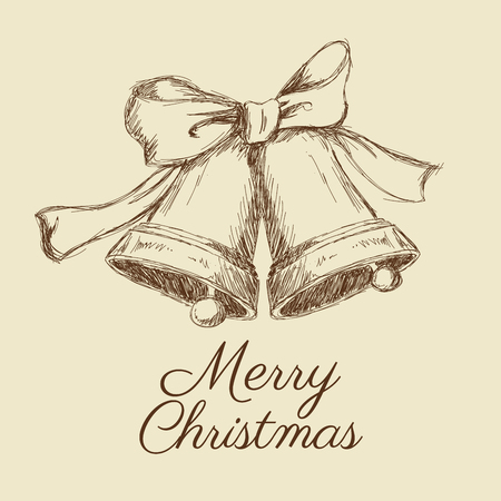 bell bowtie merry christmas decoration celebration icon. Isolated draw and sketch design. Vector illustrationのイラスト素材