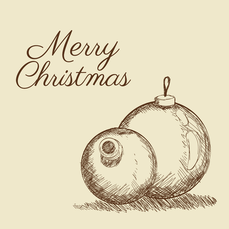 sphere merry christmas decoration celebration icon. Isolated draw and sketch design. Vector illustrationのイラスト素材