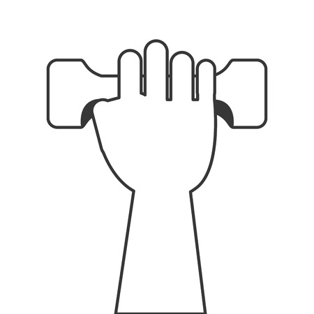 flat design hand holding single dumbell icon vector illustrationのイラスト素材