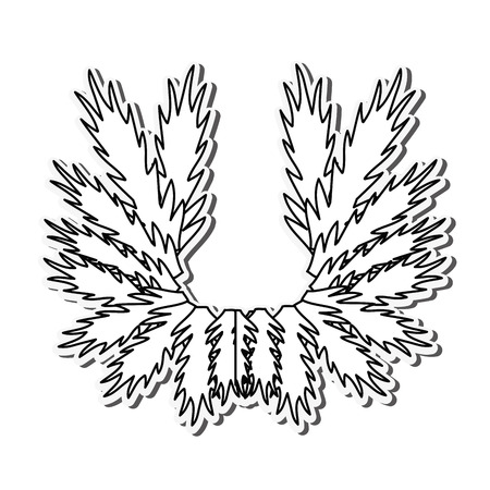 leaves pine merry christmas decoration celebration icon. Flat and isolated design. Vector illustrationのイラスト素材