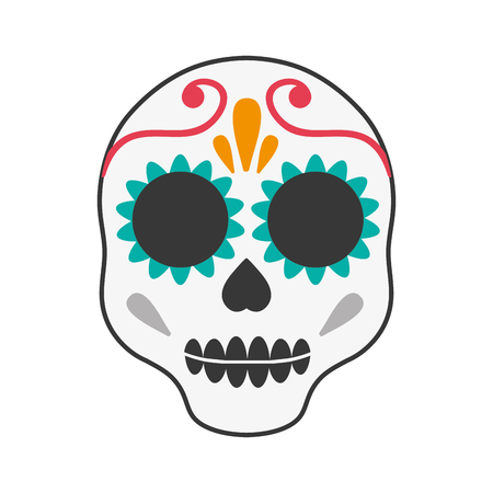skull mexican art paint celebration icon. Flat and isolated design. Vector illustrationのイラスト素材