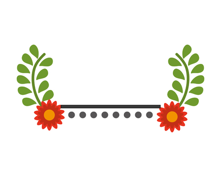 wreath leaves pointed flower plant nature icon. Flat and isolated design. Vector illustrationのイラスト素材