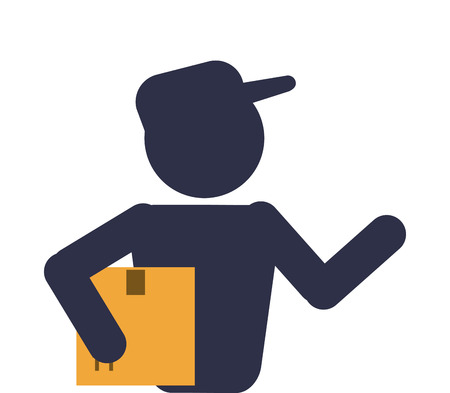 box package man delivery shipping icon. Flat and Isolated design. Vector illustrationのイラスト素材