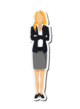 flat design woman character with suit icon vector illustrationのイラスト素材