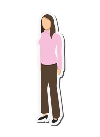flat design woman character icon vector illustrationのイラスト素材