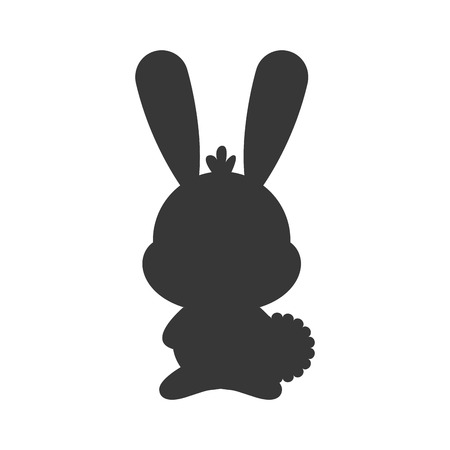 flat design cute rabbit cartoon icon vector illustrationのイラスト素材
