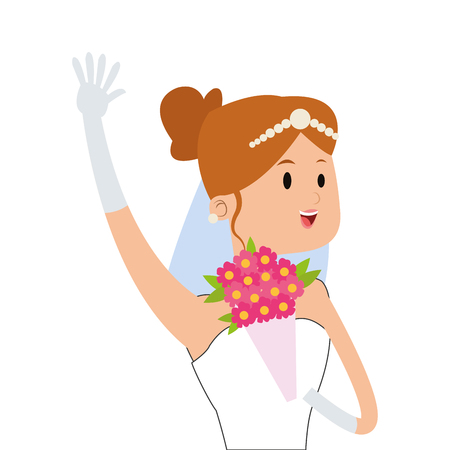 flat design happy bride icon vector illustrationのイラスト素材