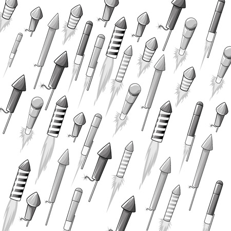 flat design flying firecracker pattern background vector illustrationのイラスト素材