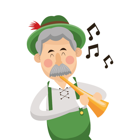 flat design bavarian musician icon vector illustrationのイラスト素材